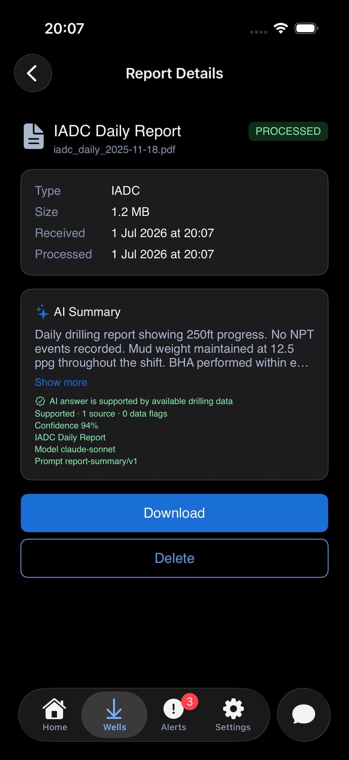 TallyBook reports screen showing uploaded documents and an AI-generated summary.
